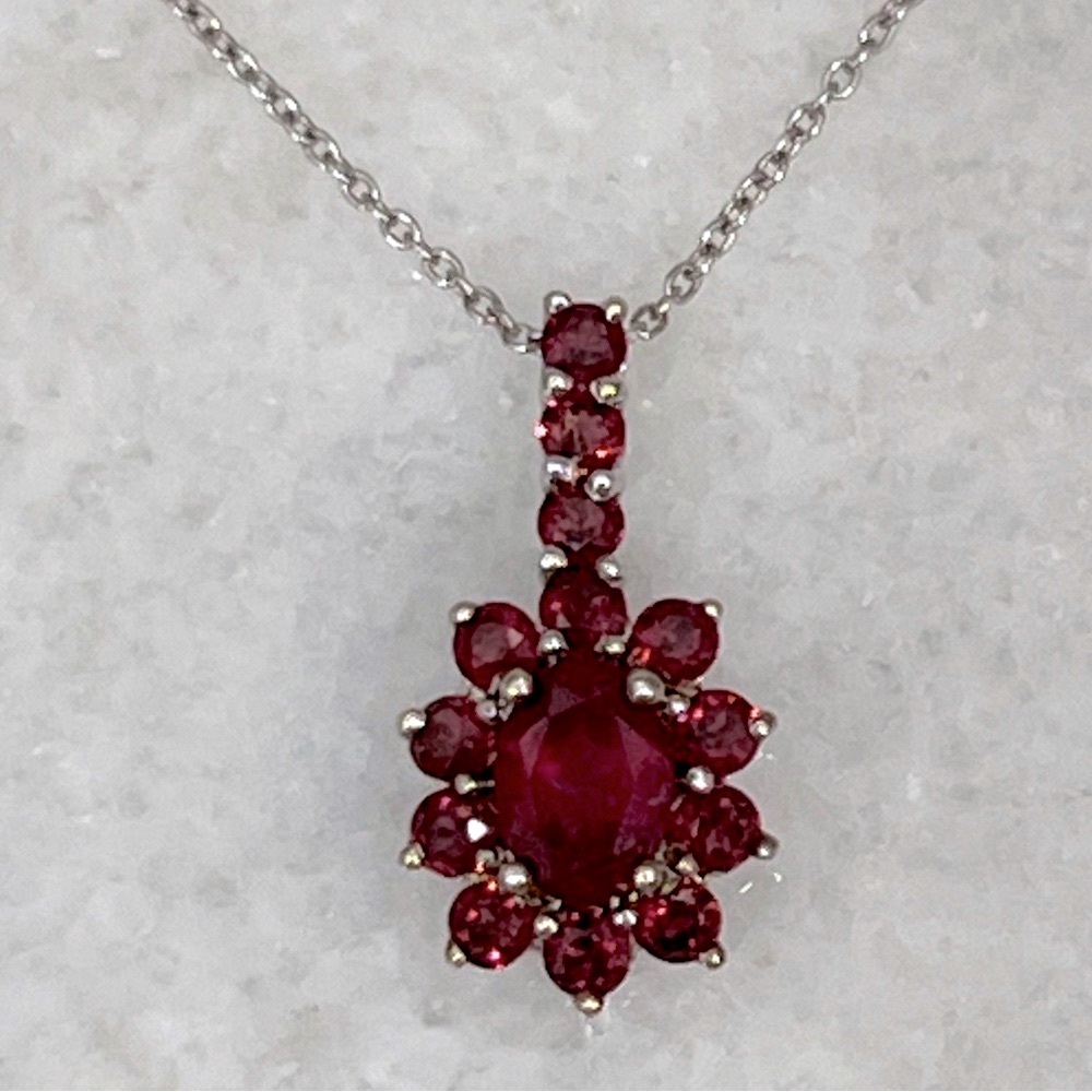 Niassa Ruby Orissa Rhodolite Garnet Sterling Silver Pendant 20” Necklace